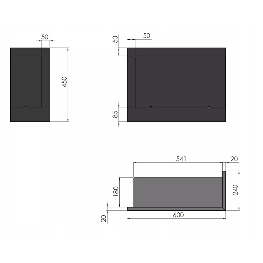 InFire - Hörn BIO eldstad 45x60 cm 3kW svart
