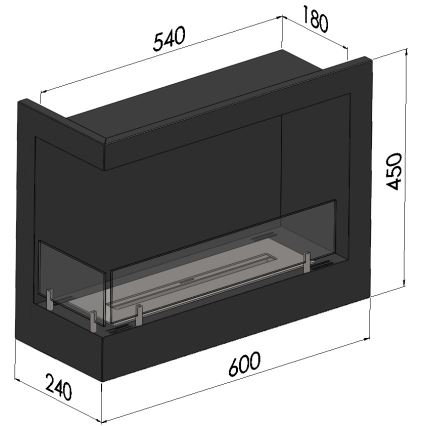 InFire - Hörn BIO eldstad 45x60 cm 3kW svart