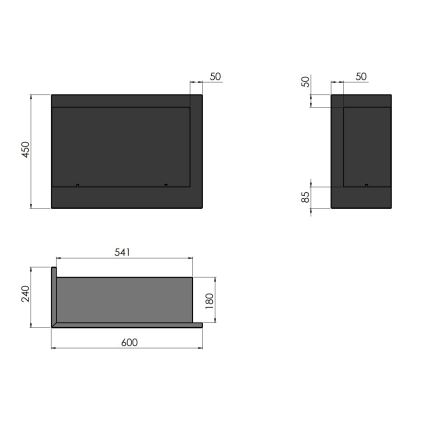 InFire - Hörn BIO eldstad 45x60 cm 3kW svart