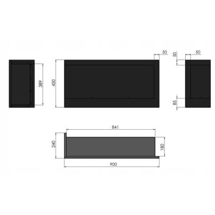InFire - Hörn BIO eldstad 45x90 cm 3kW svart