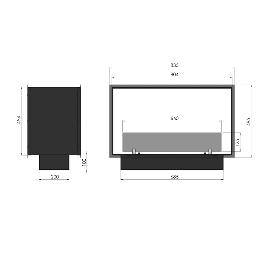 InFire - Inbyggd BIO eldstad 48,5x83,5 cm 3,5kW svart