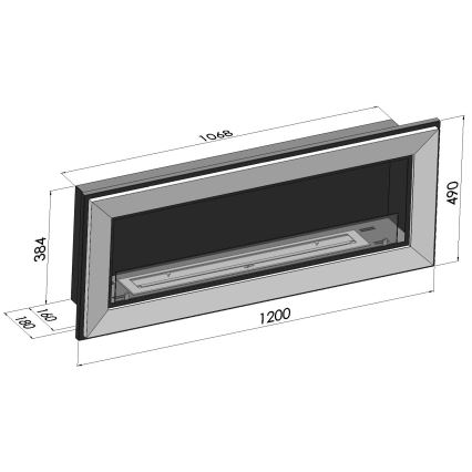 InFire - Inbyggd BIO eldstad 49x120 cm 3kW svart