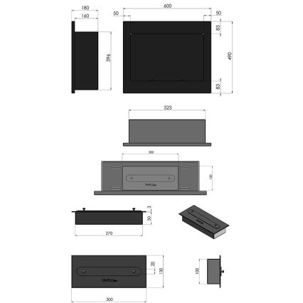 InFire - Inbyggd BIO eldstad 49x60 cm 3kW svart