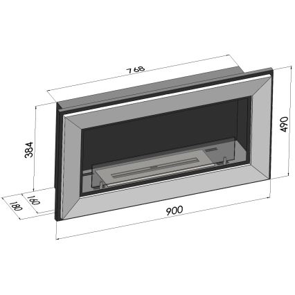 InFire - Inbyggd BIO eldstad 49x90 cm 3kW svart