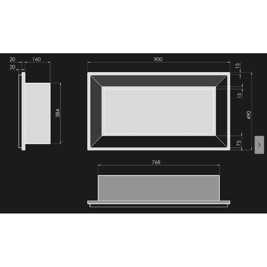 InFire - Inbyggd BIO eldstad 49x90 cm 3kW svart