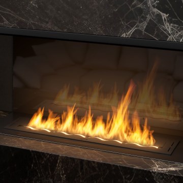 InFire - Inbyggd BIO eldstad 7,5x100 cm 6kW svart