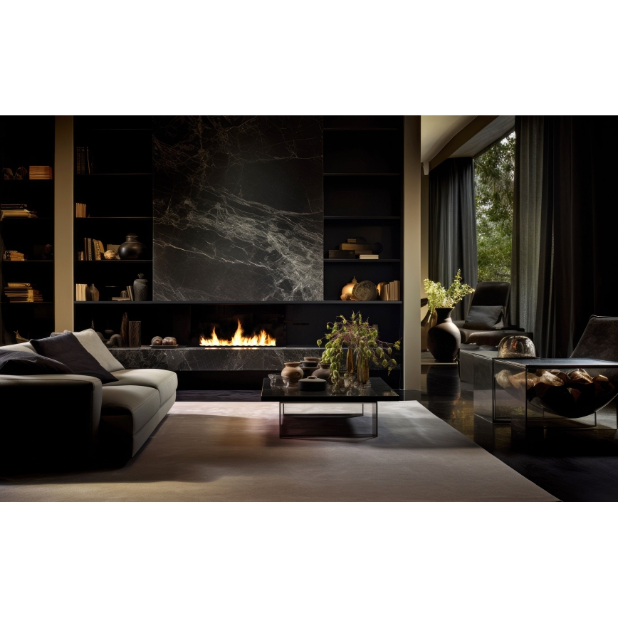 InFire - Inbyggd BIO eldstad 7,5x100 cm 6kW svart