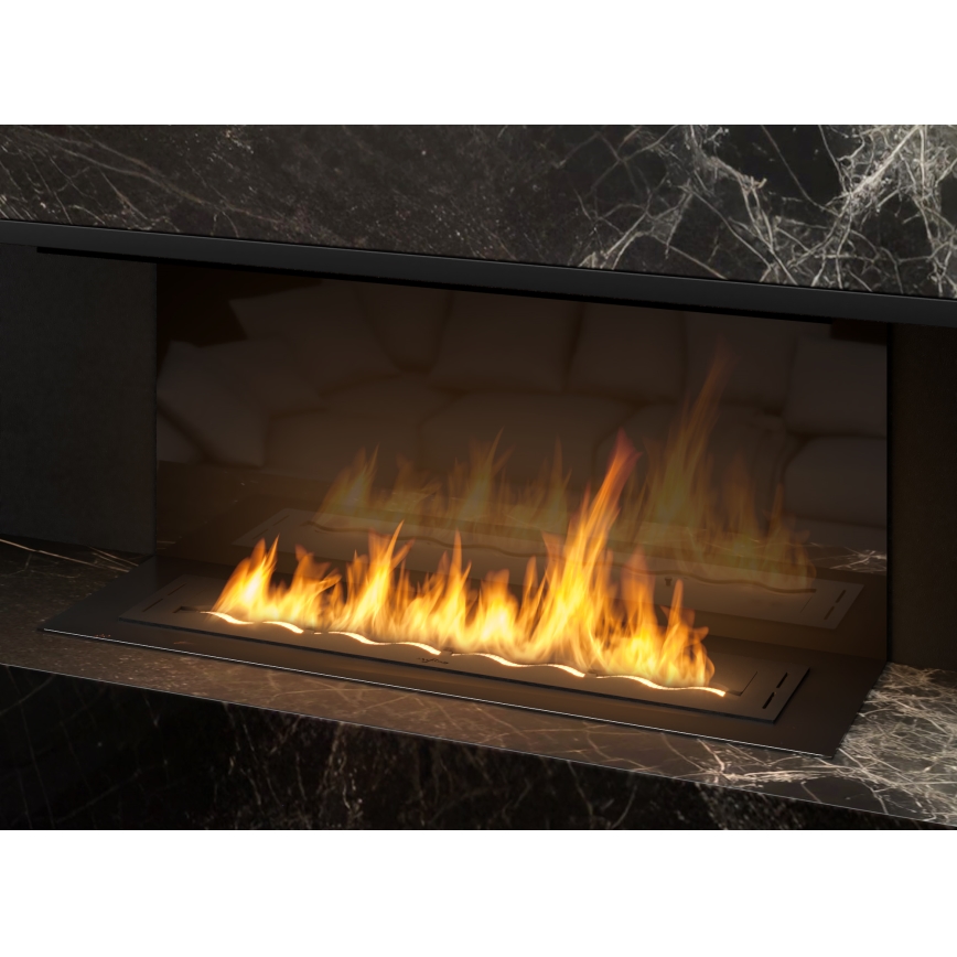 InFire - Inbyggd BIO eldstad 7,5x100 cm 6kW svart