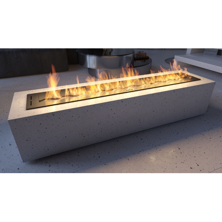InFire - Inbyggd BIO eldstad 7,5x120 cm 7kW svart