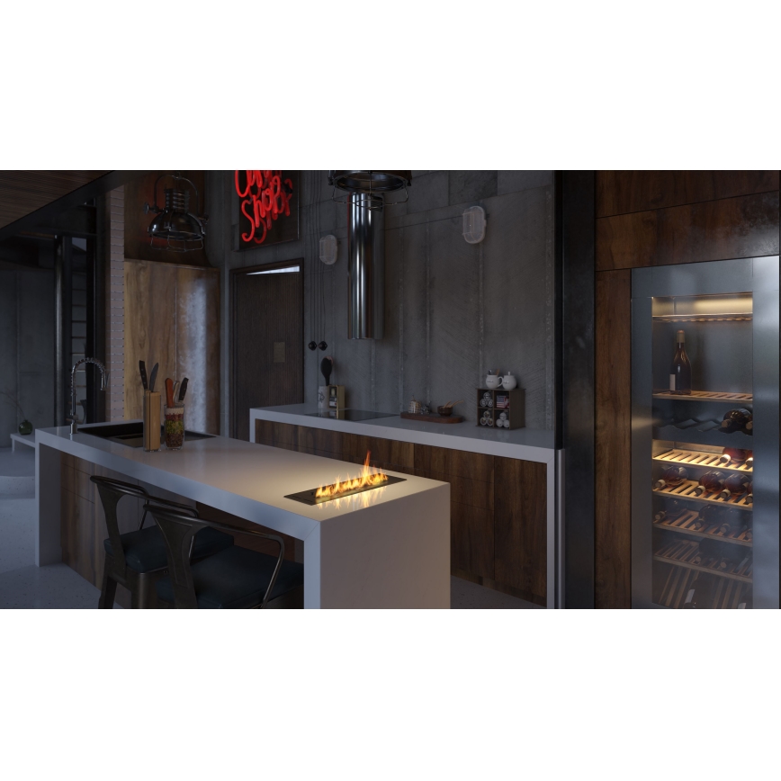 InFire - Inbyggd BIO eldstad 7,5x50 cm 3,5kW svart