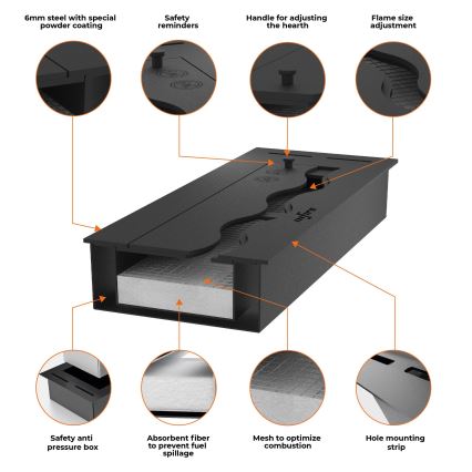 InFire - Inbyggd BIO eldstad 7,5x60 cm 3,5kW svart