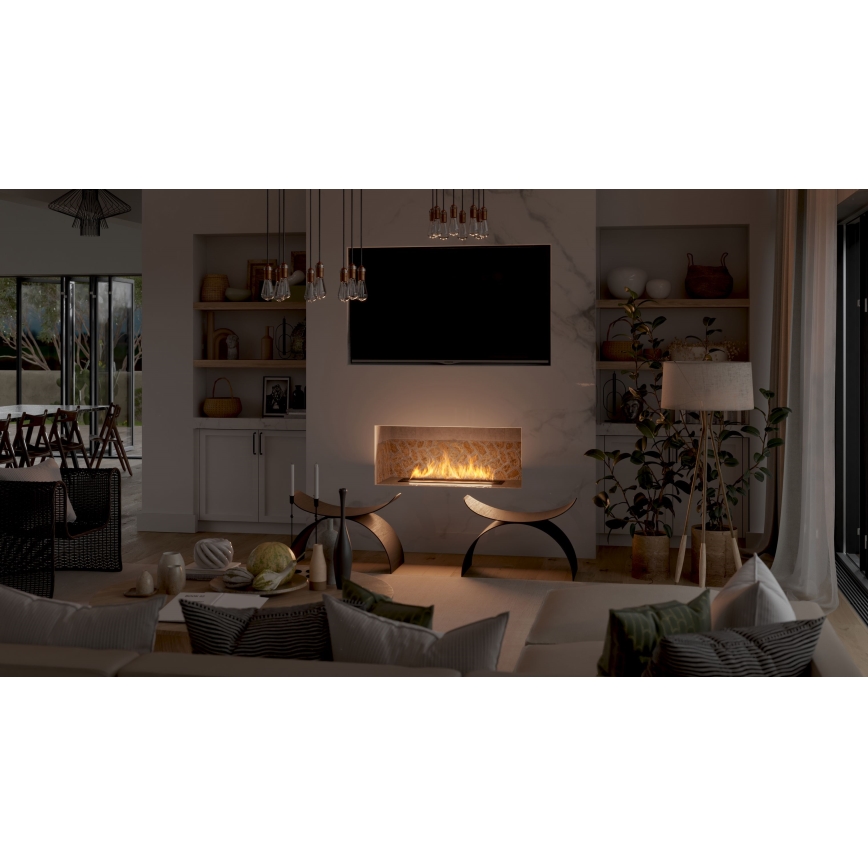 InFire - Inbyggd BIO eldstad 7,5x80 cm 6kW svart