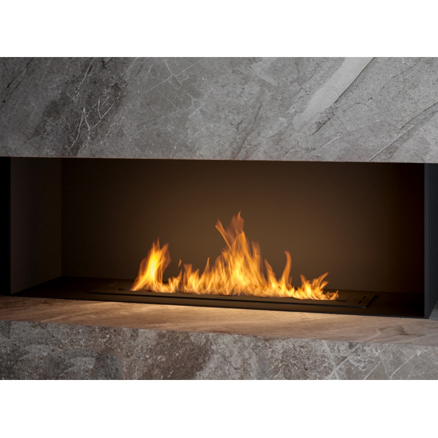 InFire - Inbyggd BIO eldstad 7,5x80 cm 6kW svart