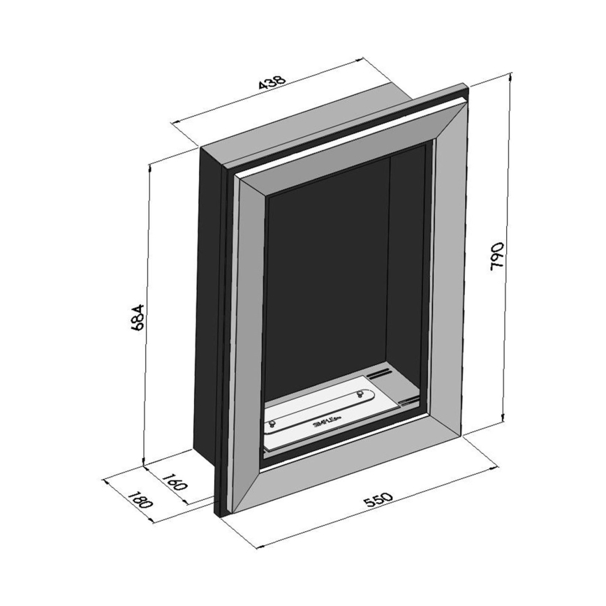 InFire - Inbyggd BIO eldstad 79x55 cm 3kW svart
