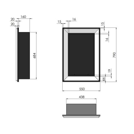 InFire - Inbyggd BIO eldstad 79x55 cm 3kW svart