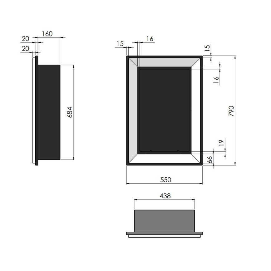 InFire - Inbyggd BIO eldstad 79x55 cm 3kW svart