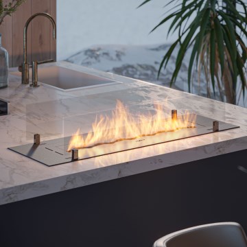 InFire - Inbyggd BIO eldstad 8,5x100 cm 6kW svart