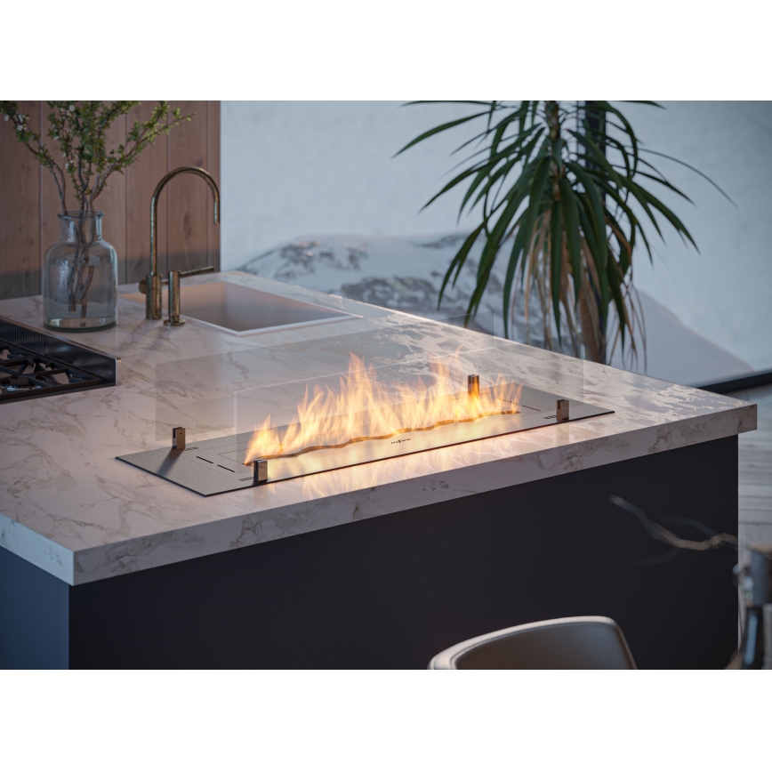 InFire - Inbyggd BIO eldstad 8,5x100 cm 6kW svart