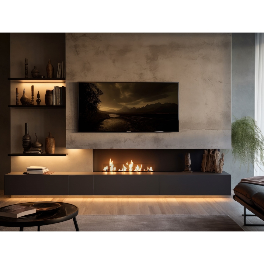 InFire - Inbyggd BIO eldstad 8,5x100 cm 6kW svart