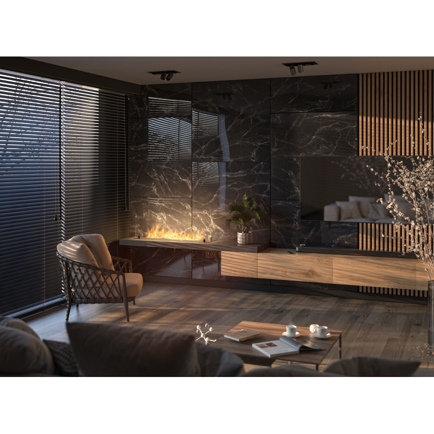 InFire - Inbyggd BIO eldstad 8,5x120 cm 6kW svart
