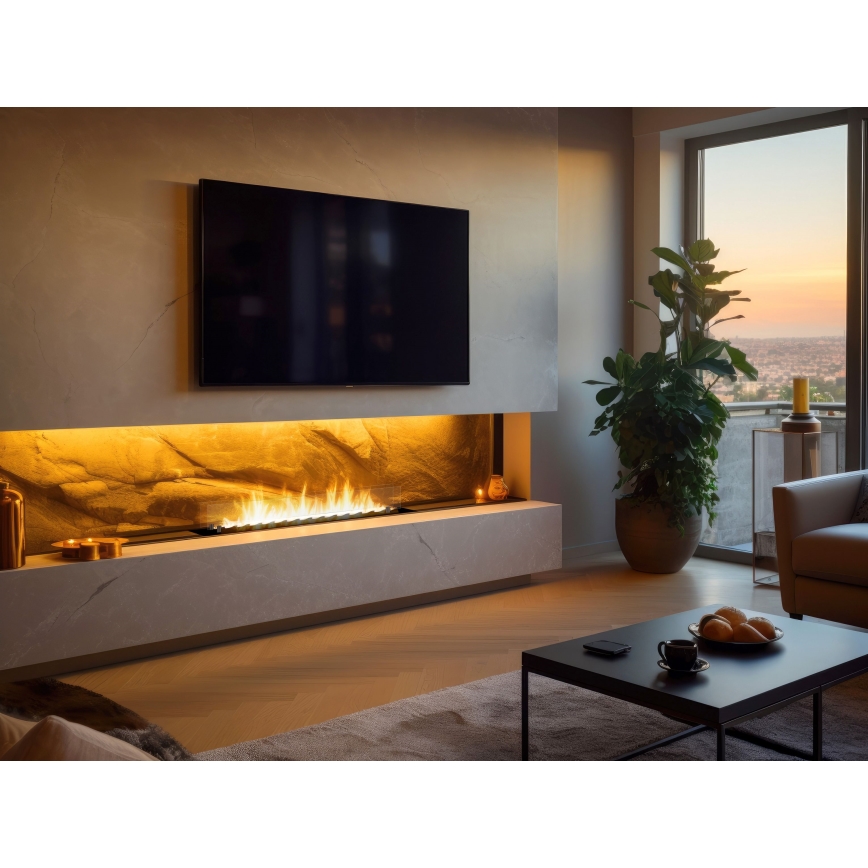 InFire - Inbyggd BIO eldstad 8,5x120 cm 6kW svart