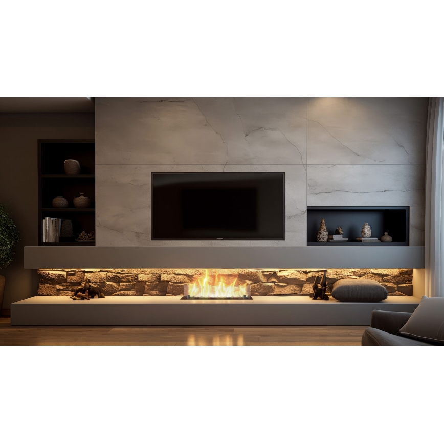 InFire - Inbyggd BIO eldstad 8,5x60 cm 3,5kW svart