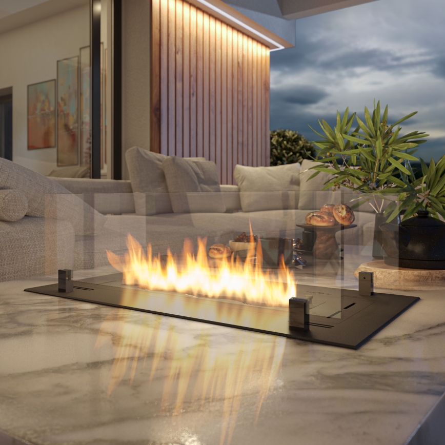 InFire - Inbyggd BIO eldstad 8,5x80 cm 3,5kW svart