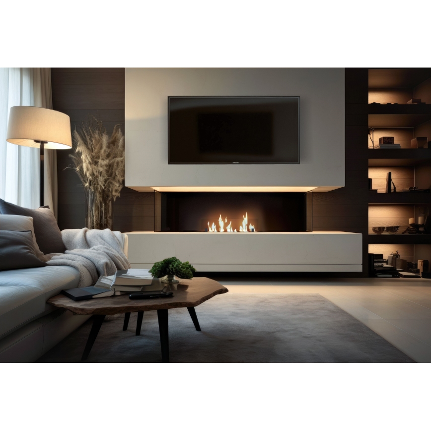 InFire - Inbyggd BIO eldstad 8,5x80 cm 3,5kW svart