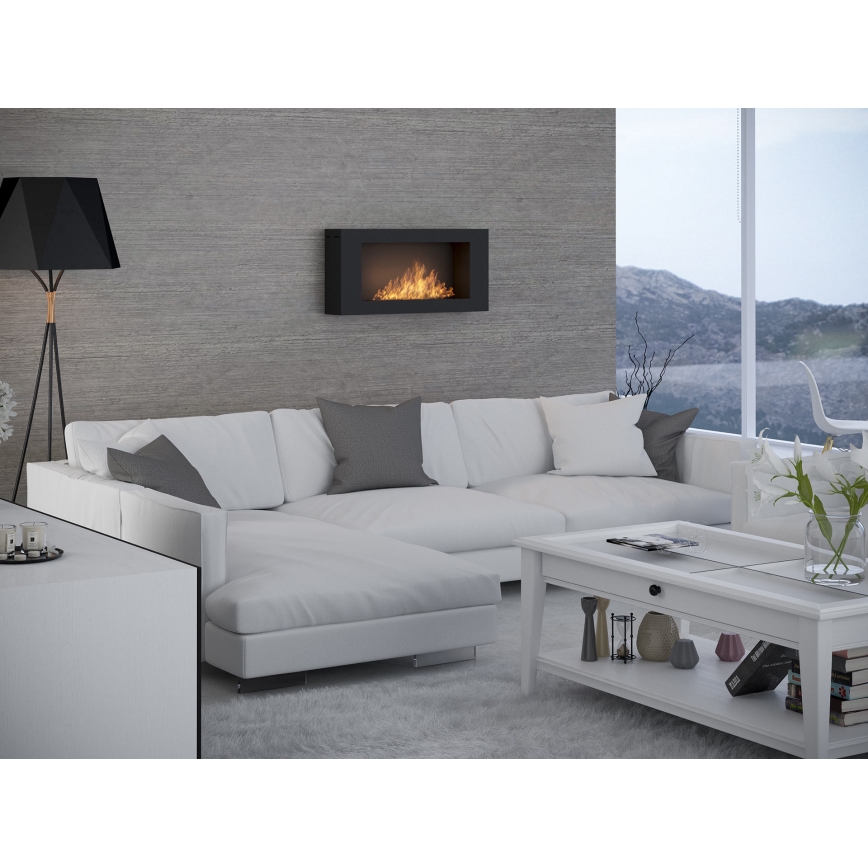 InFire - Vägg BIO eldstad 44x91 cm 3kW svart