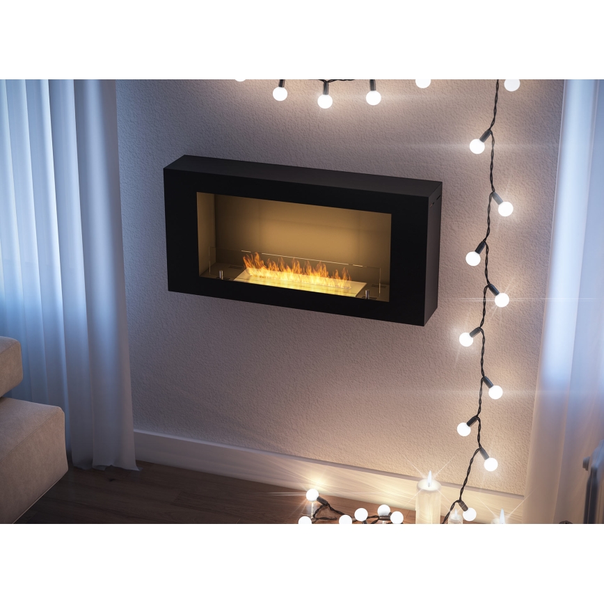 InFire - Vägg BIO eldstad 44x91 cm 3kW svart