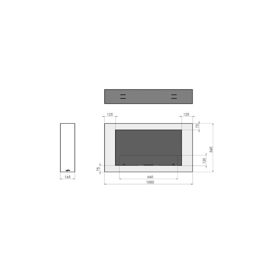 InFire - Wall BIO fireplace 100x56 cm 3kW svart