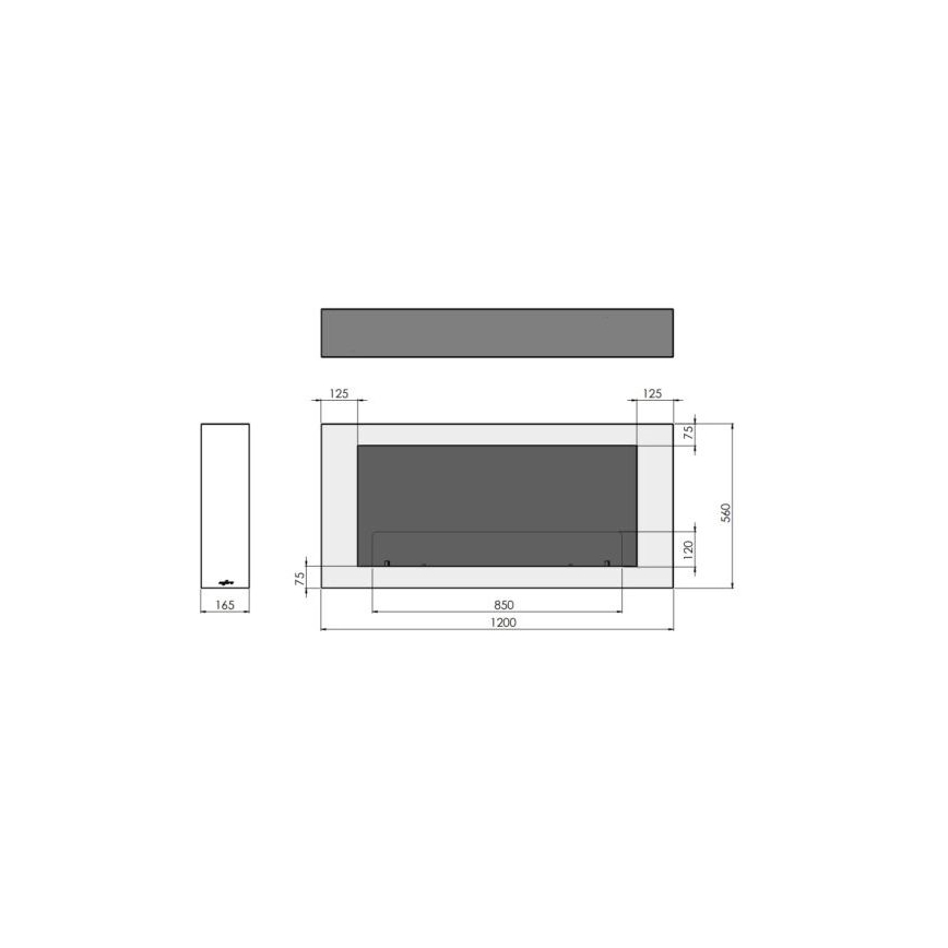 InFire - Wall BIO fireplace 120x56 cm 3kW vit