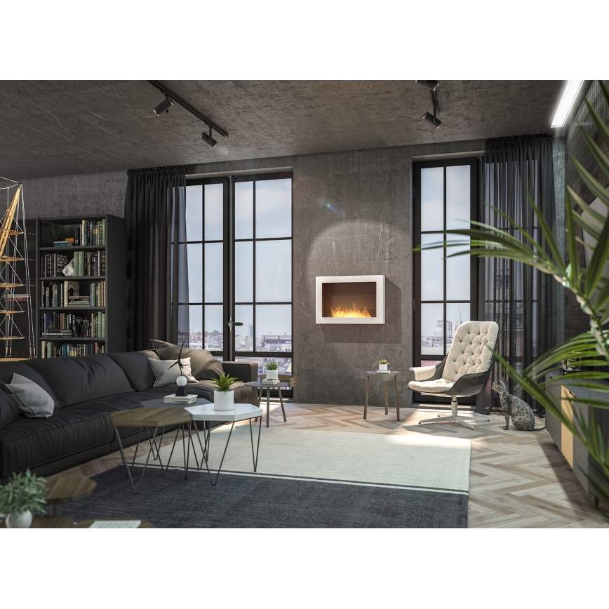 InFire - Wall BIO fireplace 80x56 cm 3kW vit