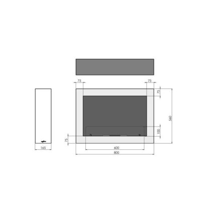 InFire - Wall BIO fireplace 80x56 cm 3kW vit