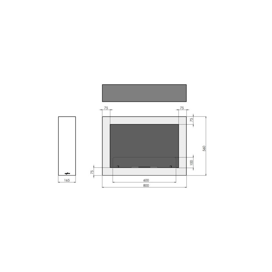 InFire - Wall BIO fireplace 80x56 cm 3kW vit