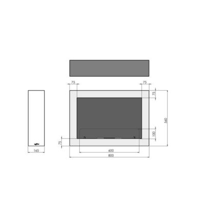 InFire - Wall BIO fireplace 80x56 cm 3kW svart