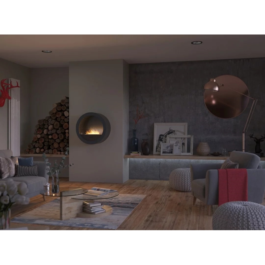 InFire - Wall BIO fireplace diameter 70 cm 3kW svart