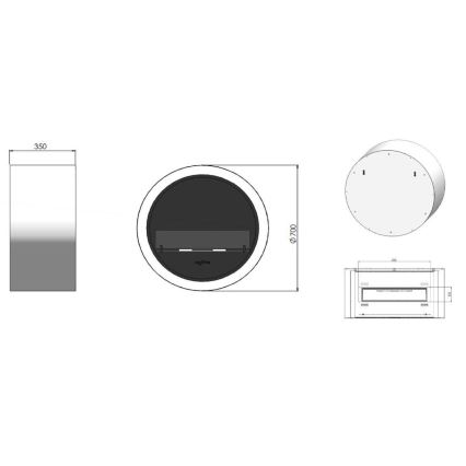 InFire - Wall BIO fireplace diameter 70 cm 3kW svart