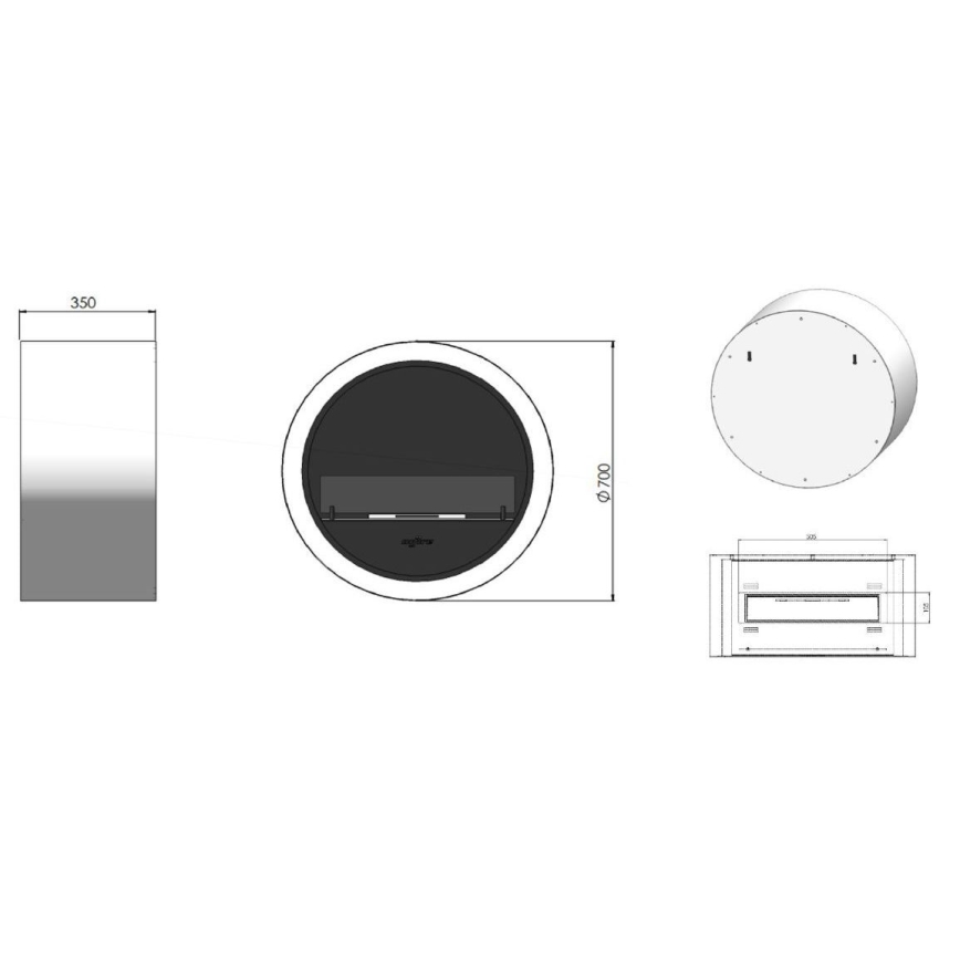 InFire - Wall BIO fireplace diameter 70 cm 3kW svart