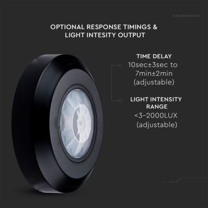 Infraröd rörelsesensor 360° 200W/230V svart