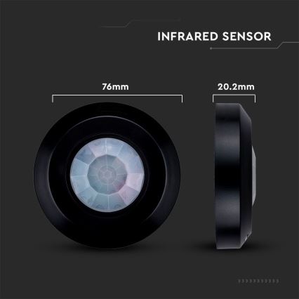 Infraröd rörelsesensor 360° 200W/230V svart