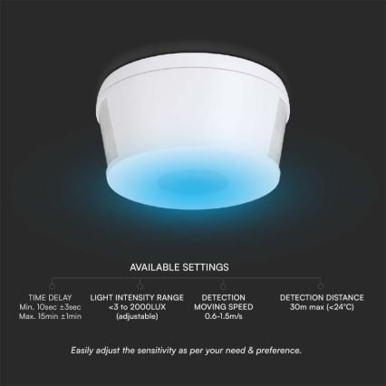 Infraröd rörelsesensor 360° 230V vit