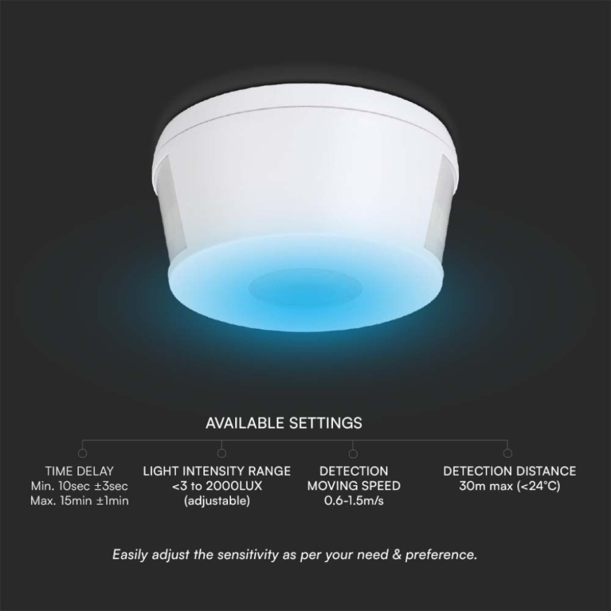 Infraröd rörelsesensor 360° 230V vit