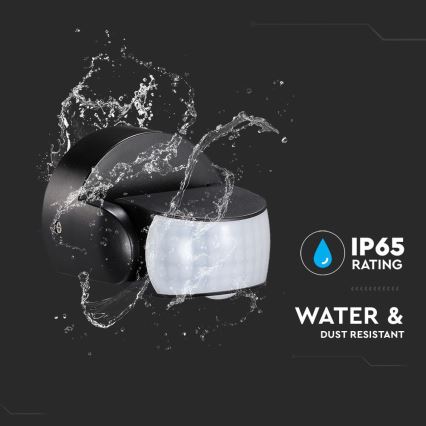 Infraröd utomhusrörelsesensor 180/360° 600W/230V IP65 svart