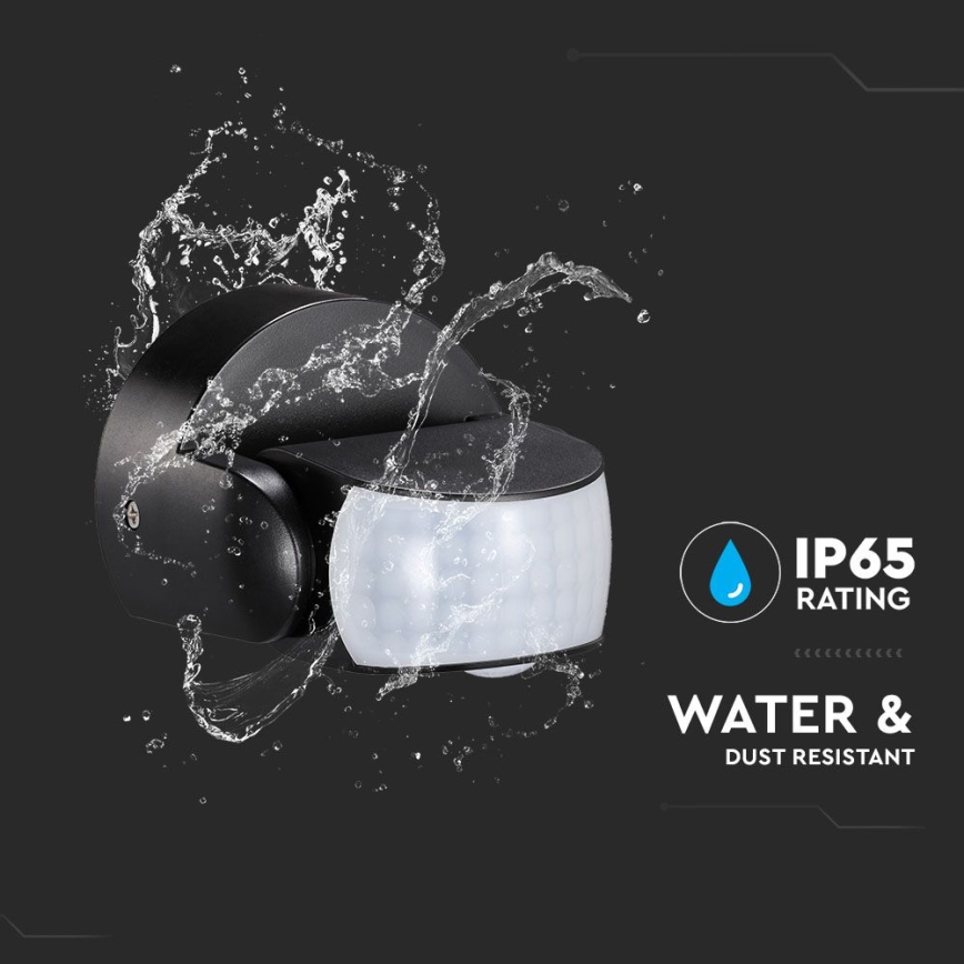Infraröd utomhusrörelsesensor 180/360° 600W/230V IP65 svart
