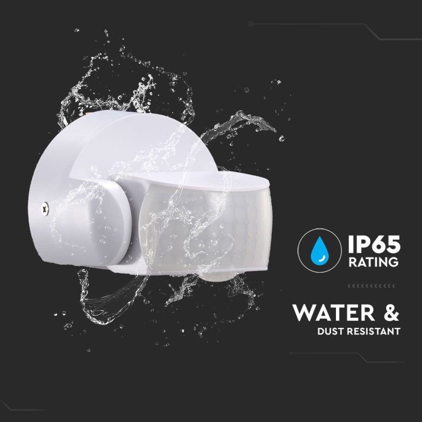 Infraröd utomhusrörelsesensor 180/360° 600W/230V IP65 vit