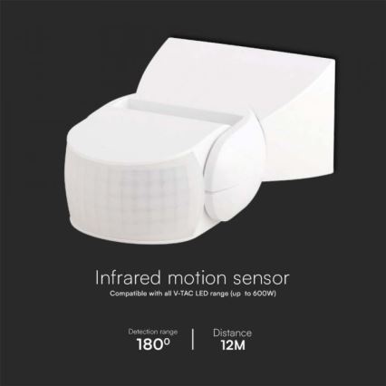 Infraröd utomhusrörelsesensor 180° 230V IP65 vit