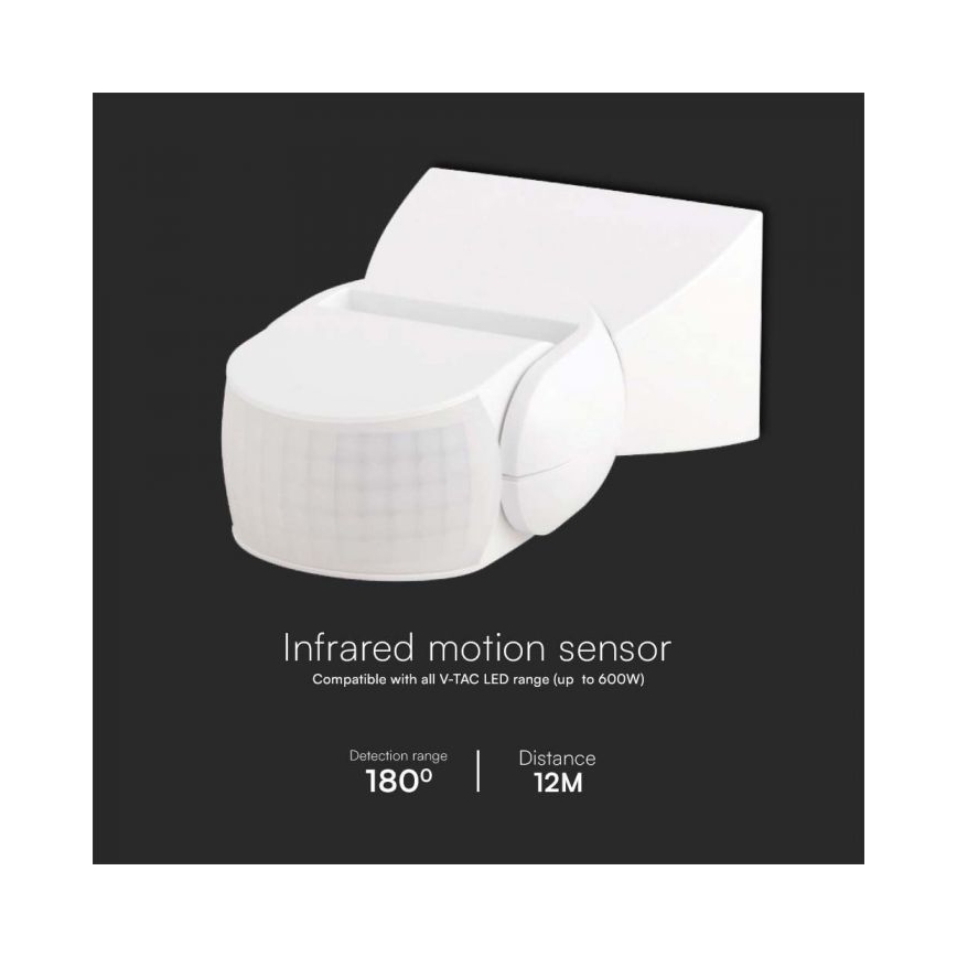 Infraröd utomhusrörelsesensor 180° 230V IP65 vit