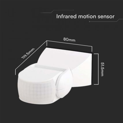 Infraröd utomhusrörelsesensor 180° 230V IP65 vit