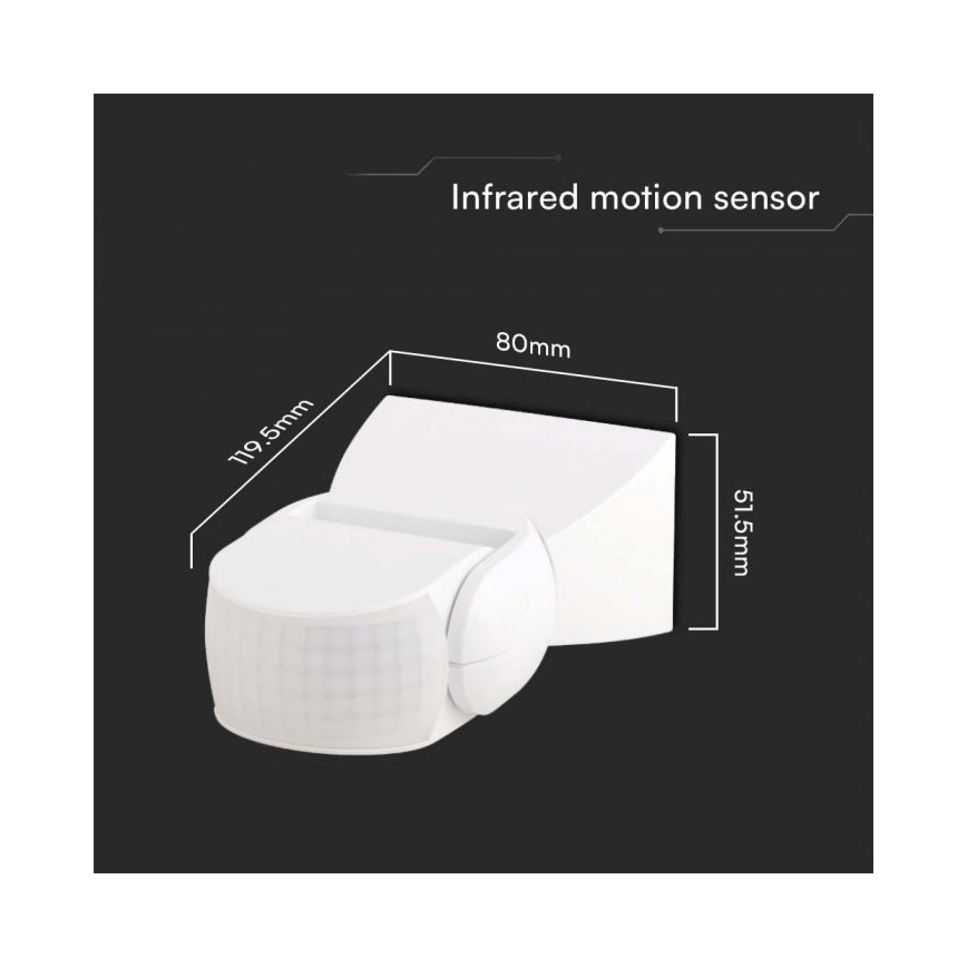 Infraröd utomhusrörelsesensor 180° 230V IP65 vit